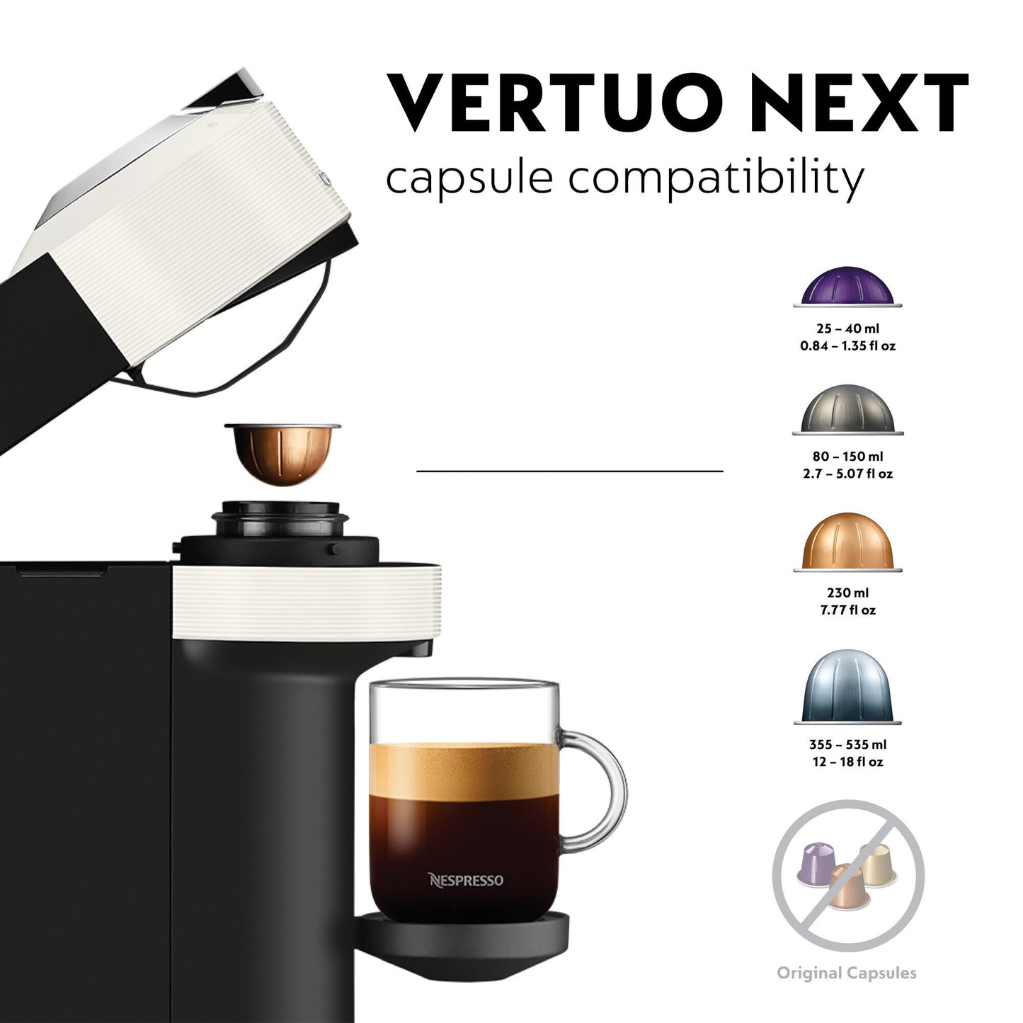 Nespresso Vertuo Next Coffee Machine EN120W White