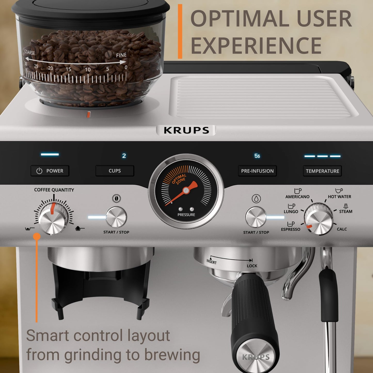 Krups Precision Espresso Machine XP801TG0 Grinder