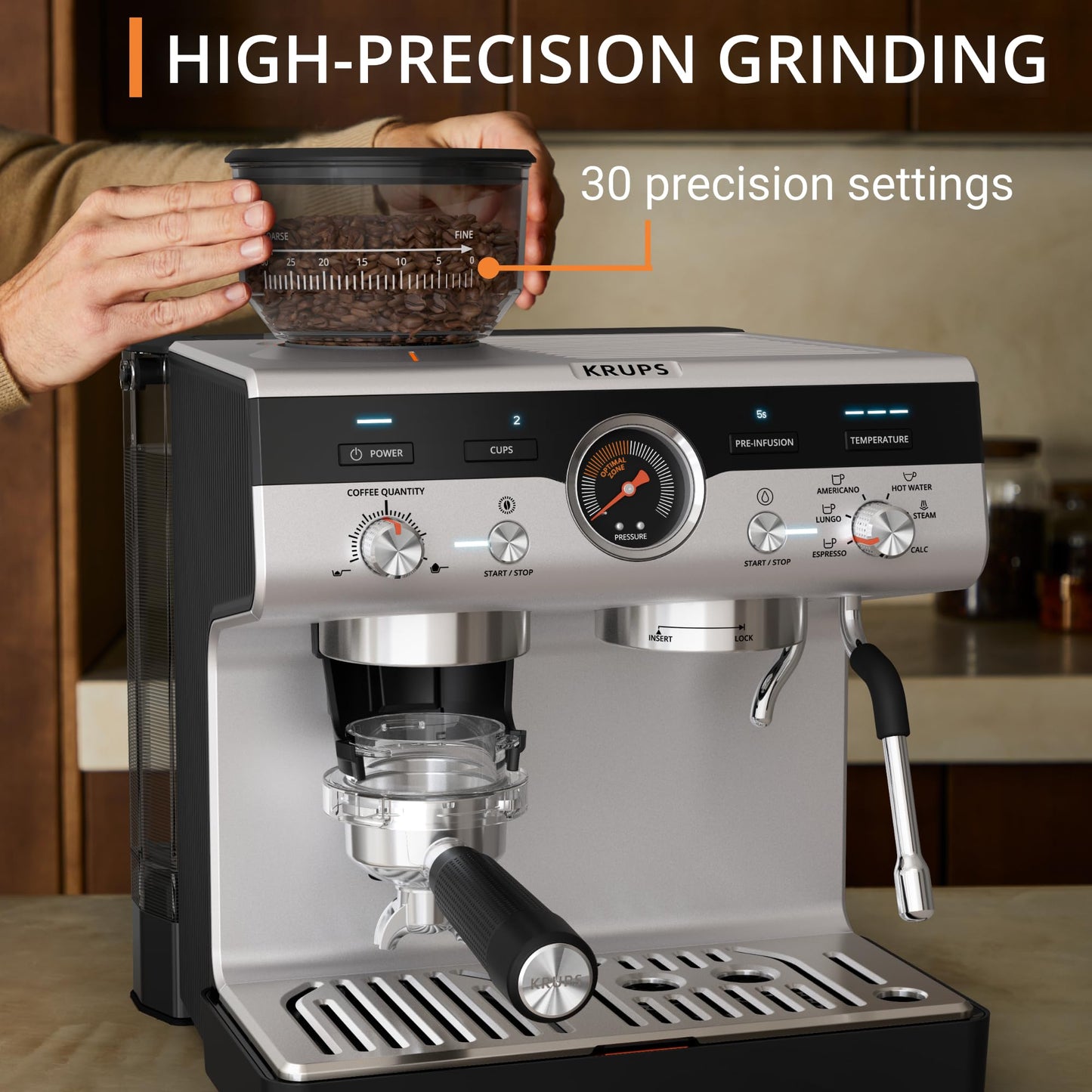 Krups Precision Espresso Machine XP801TG0 Grinder