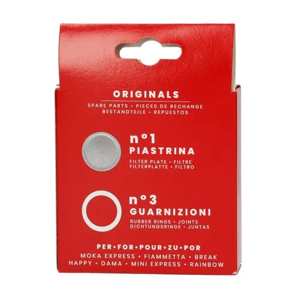 Bialetti Spare Parts 3 Gaskets + 1 Filter 3/4 Cup