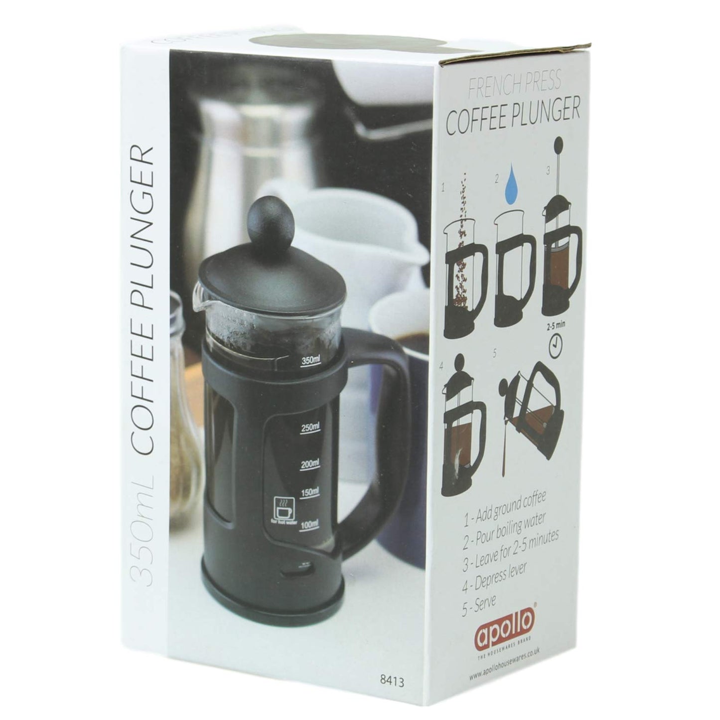 Apollo Coffee Plunger French Press 350ml 2 Cup