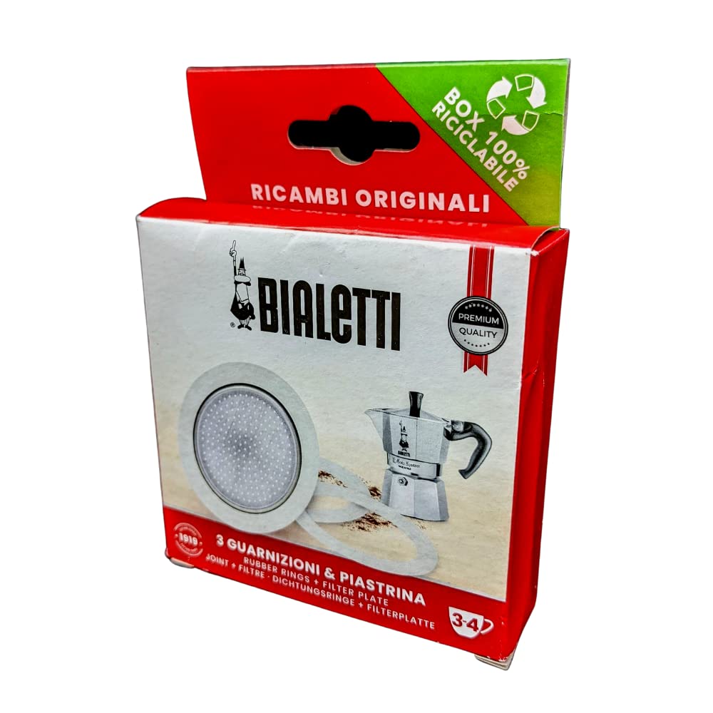 Bialetti Spare Parts 3 Gaskets + 1 Filter 3/4 Cup