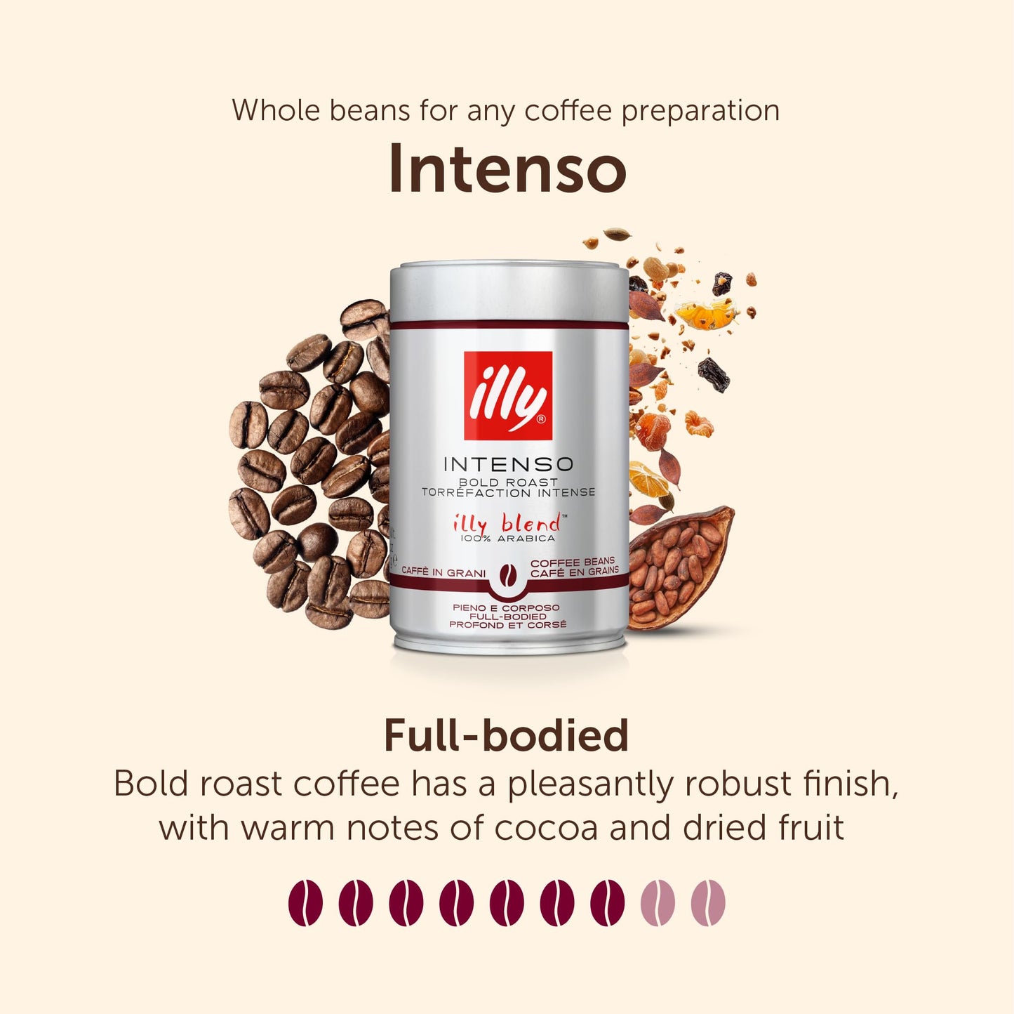Illy Intenso Coffee Beans 250g Dark Roast Arabica